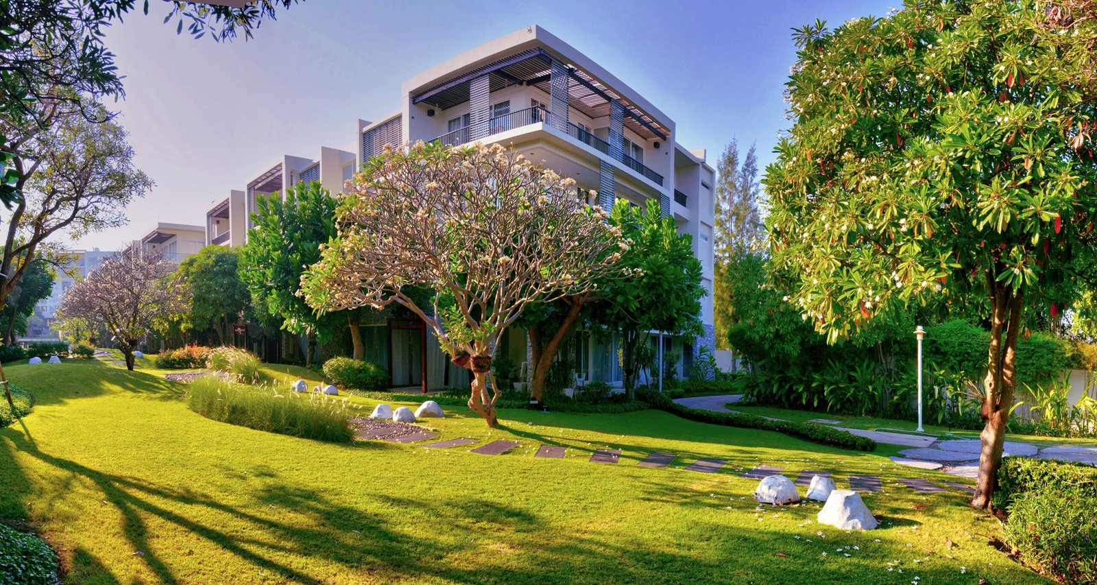 Landscaped gardens and outdoor spaces at NSK Infra
